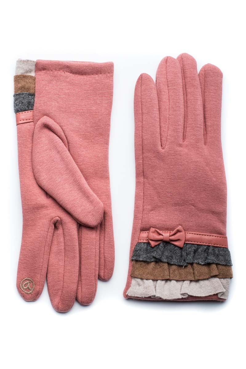 Ροζ Γυναικεία Γάντια Με Βολάν