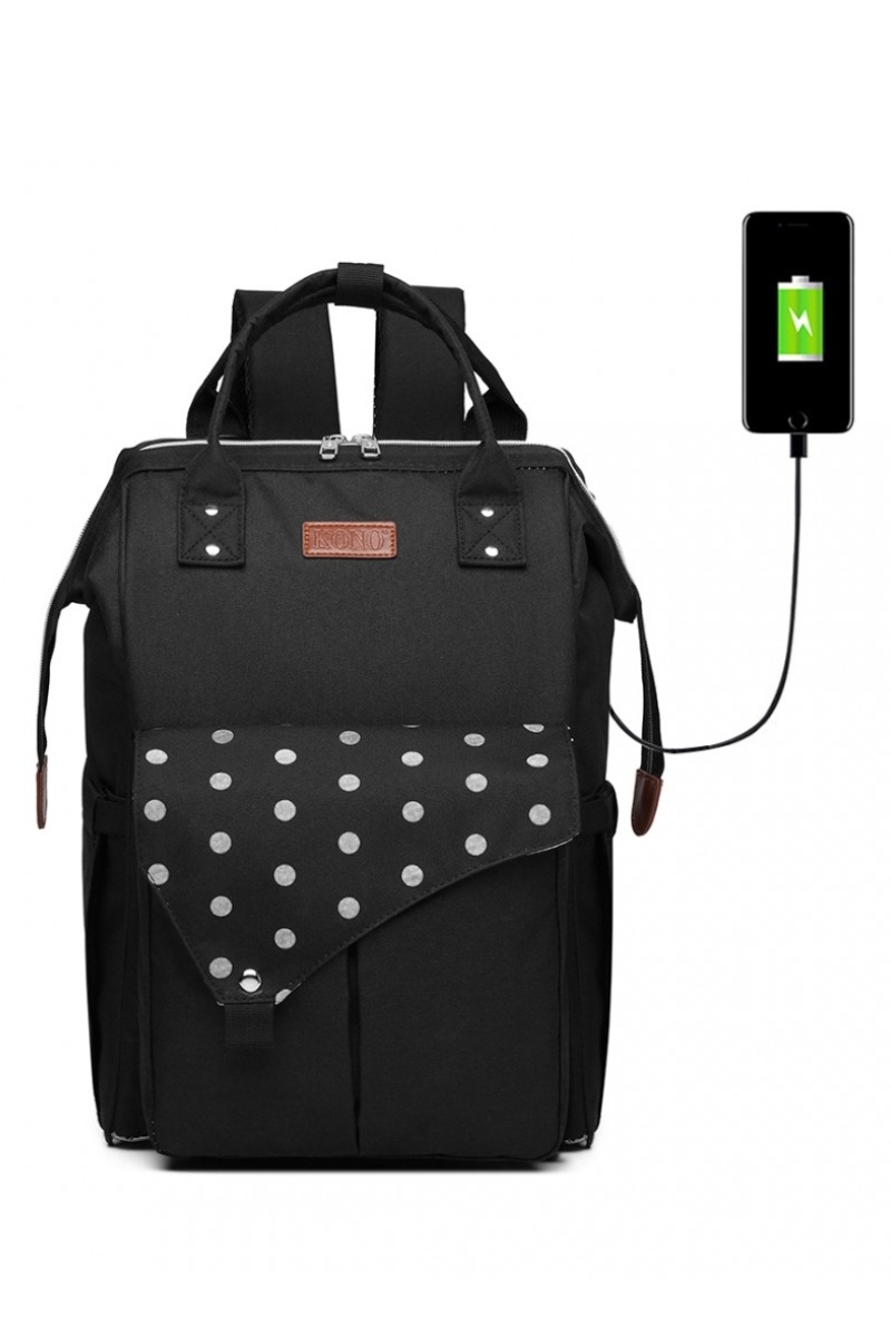 Μαύρη Τσάντα Πλάτης Αλλαξιέρα με USB