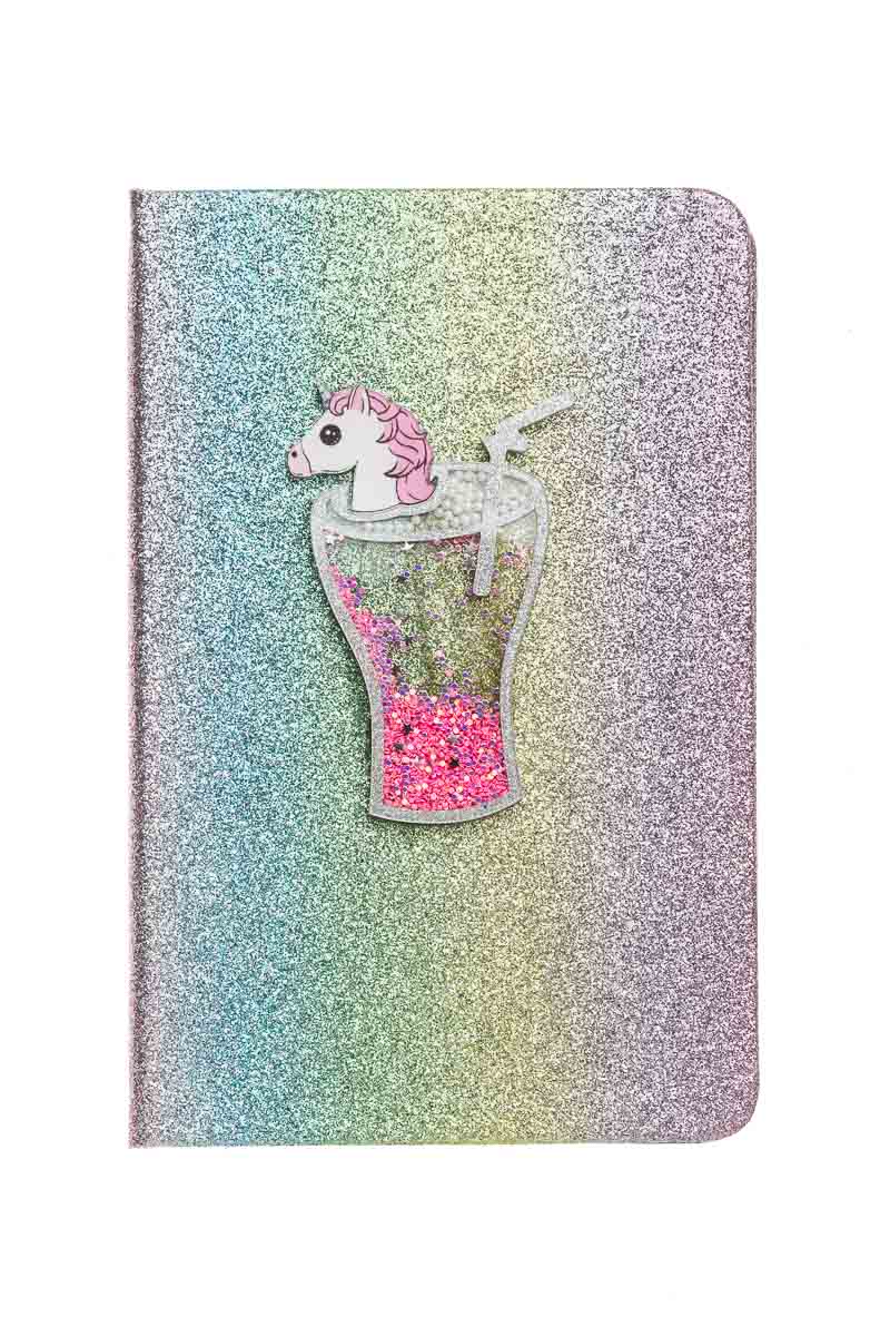 Planner Ατζέντα με Glitter Rainbow Μονόκερος σε Ποτήρι