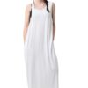 Άσπρο Φόρεμα Μακρύ Με Τσέπες & Ανοιχτή Πλάτη