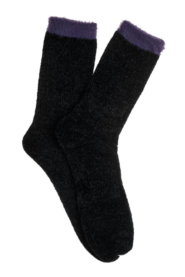 Μαύρες Απαλές Βελουτέ Κάλτσες Χειμωνιάτικες με Χνουδωτό Τελείωμα