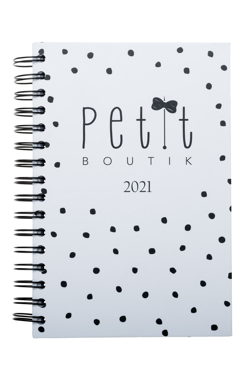 Σπιράλ Ημερήσια Ατζέντα 2021 Ημερολόγιο 12M Πουά Petit Boutik + Δώρο Stickers