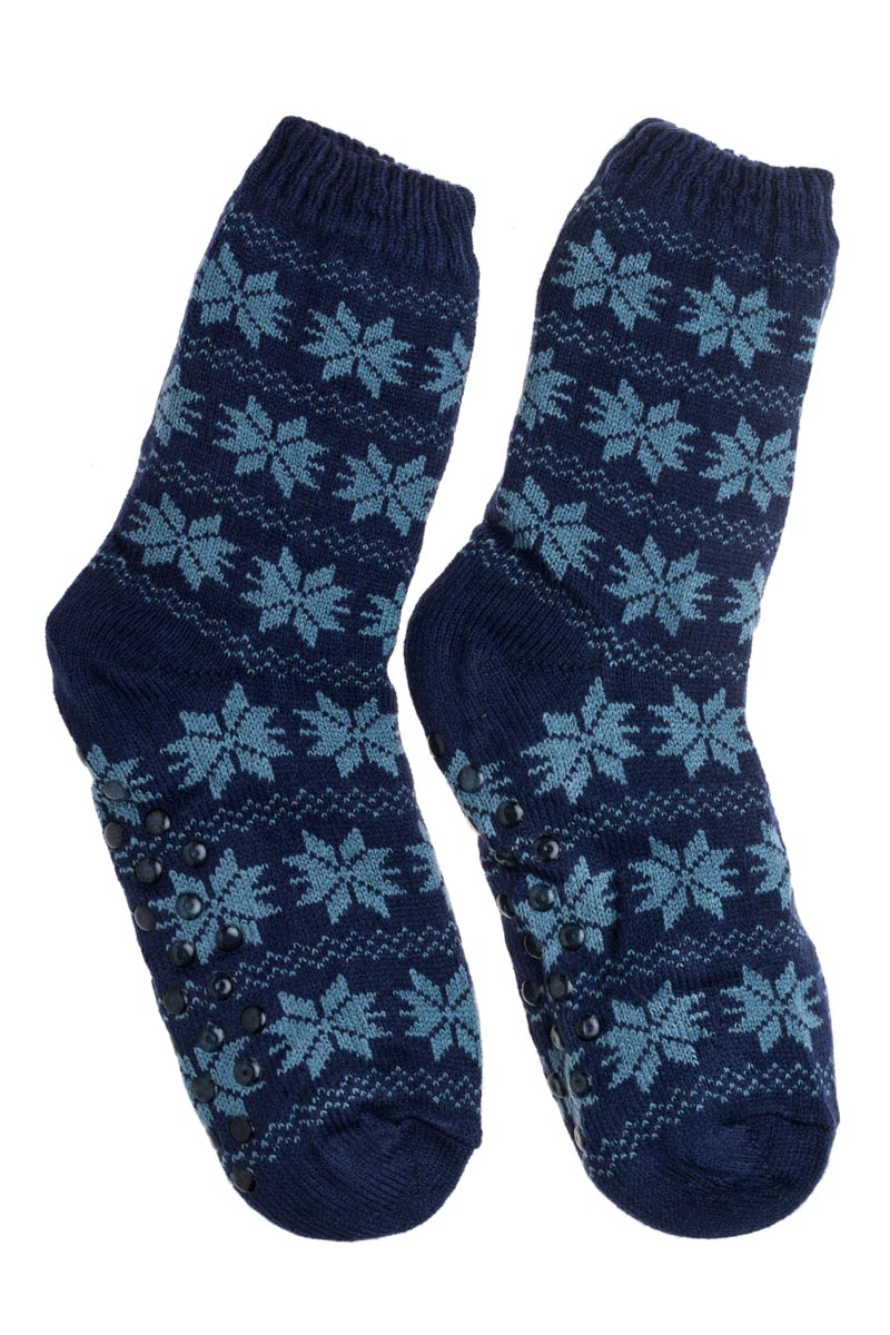 Μπλε Ανδρικές Χειμωνιάτικες Κάλτσες με Γούνα Χιονονιφάδες
