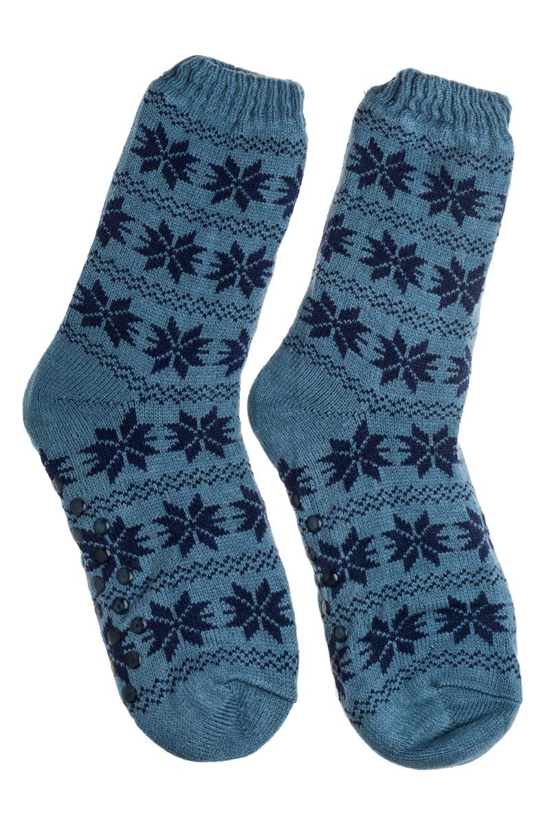 Γαλάζιες Ανδρικές Χειμωνιάτικες Κάλτσες με Γούνα Χιονονιφάδες
