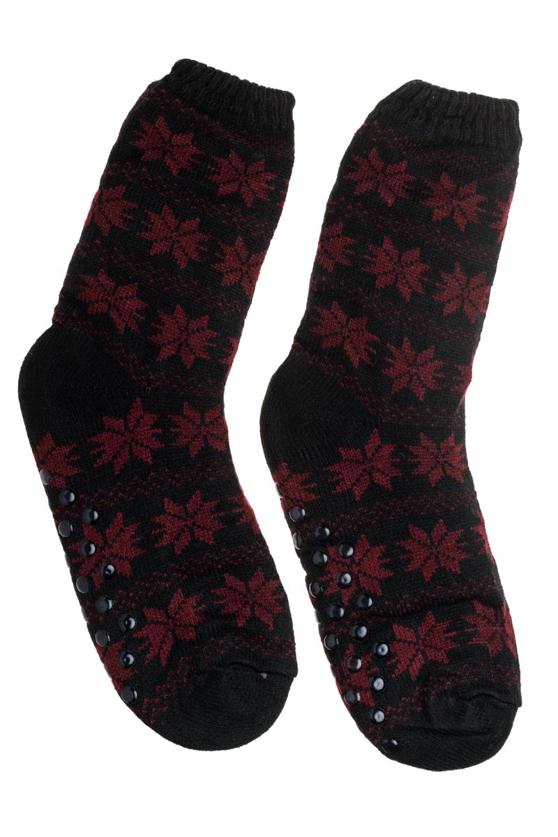 Μαύρες Ανδρικές Χειμωνιάτικες Κάλτσες με Γούνα Χιονονιφάδες