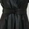 Μαύρο Αμάνικο Μίντι Φόρεμα Δερματίνη Κρουαζέ