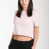 Ροζ Μπλούζα Crop T-Shirt με Τσέπη