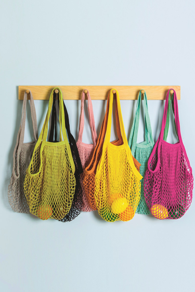 Τσάντα Δίχτυ για Ψώνια με Μακρύ Χερούλι Γκρι