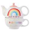 Ανάγλυφη Πορσελάνινη Κούπα & Τσαγιέρα Rainbow Positivitea Tea For One