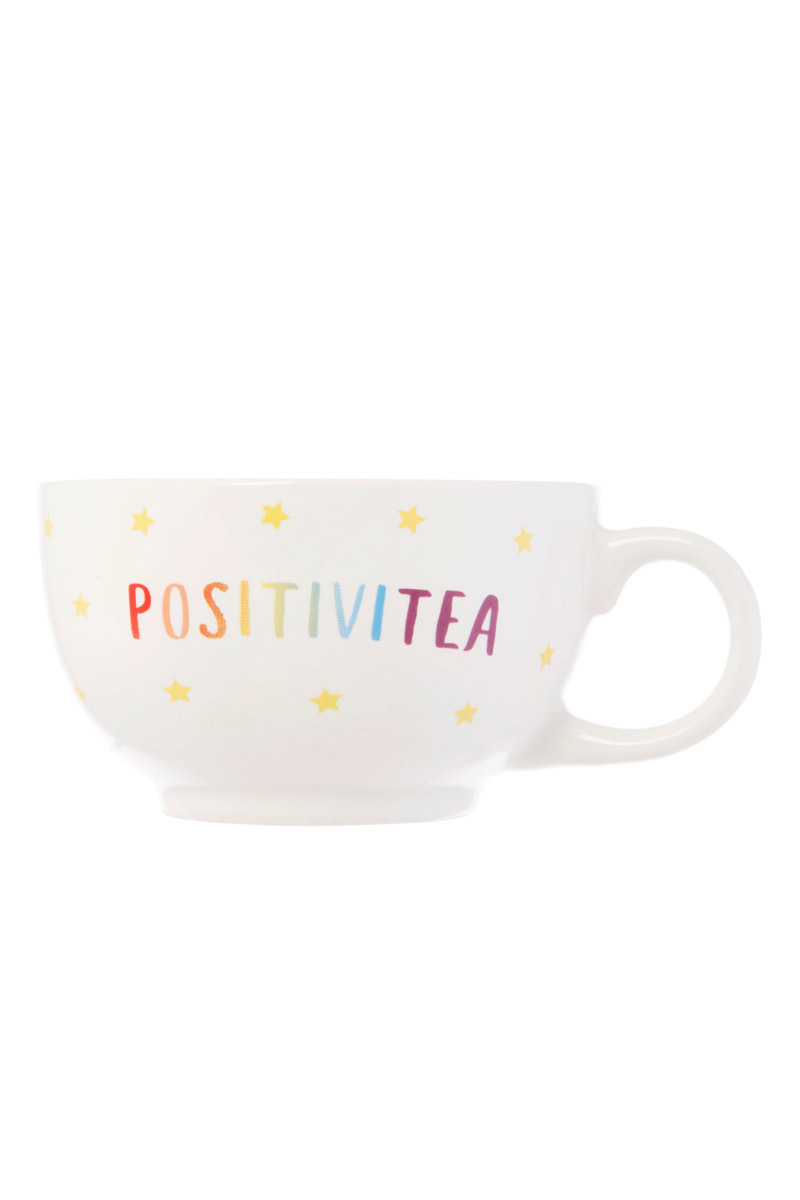Ανάγλυφη Πορσελάνινη Κούπα & Τσαγιέρα Rainbow Positivitea Tea For One