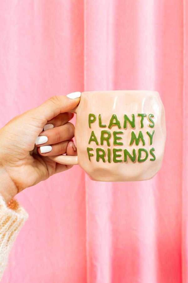 Κεραμική Ροζ Κούπα Plants Are My Friends