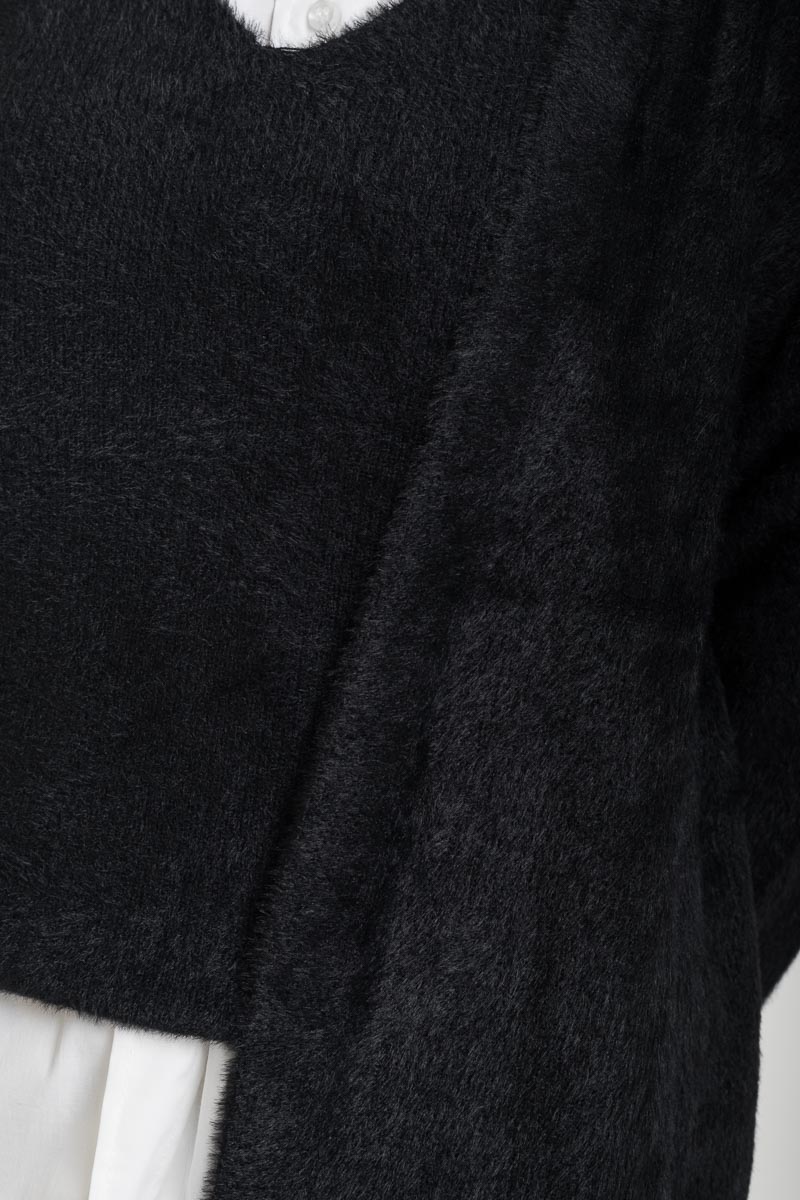 Fiona Knit Set Μαύρη Πλεκτή Ζακέτα με Μπλούζα Αμάνικη