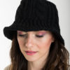 Μαύρο Πλεκτό Γυναικείο Καπέλο Bucket Με Κοτσίδες