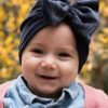 Μπλέ Κοτλέ Με Φιόγκο Παιδικό Βρεφικό Τουρμπάνι Μαλλιών