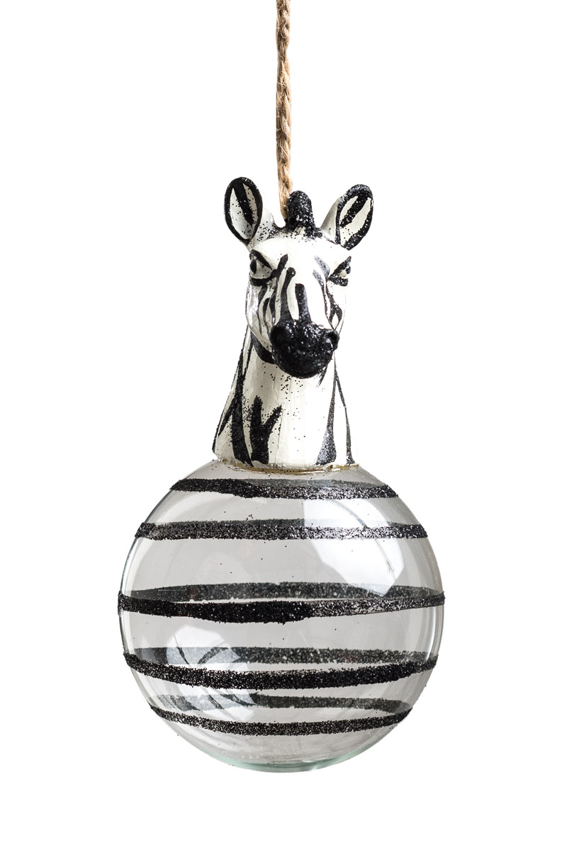Χριστουγεννιάτικη Μπάλα Γυάλινη Zebra Head