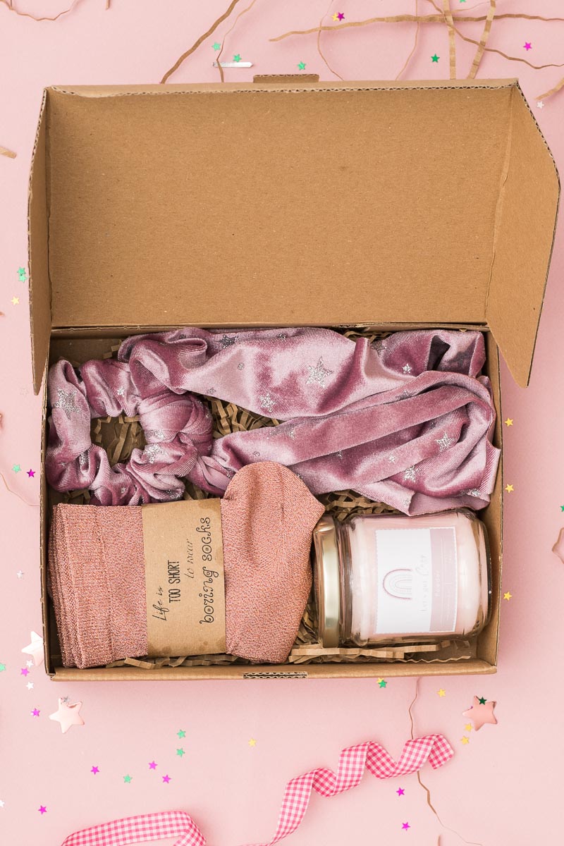 Σετ Κουτί Δώρου Gift Box Pink Glitter Stars