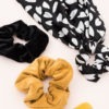Set of 4 Scrunchies & Clip Black & Yellow Mix 28