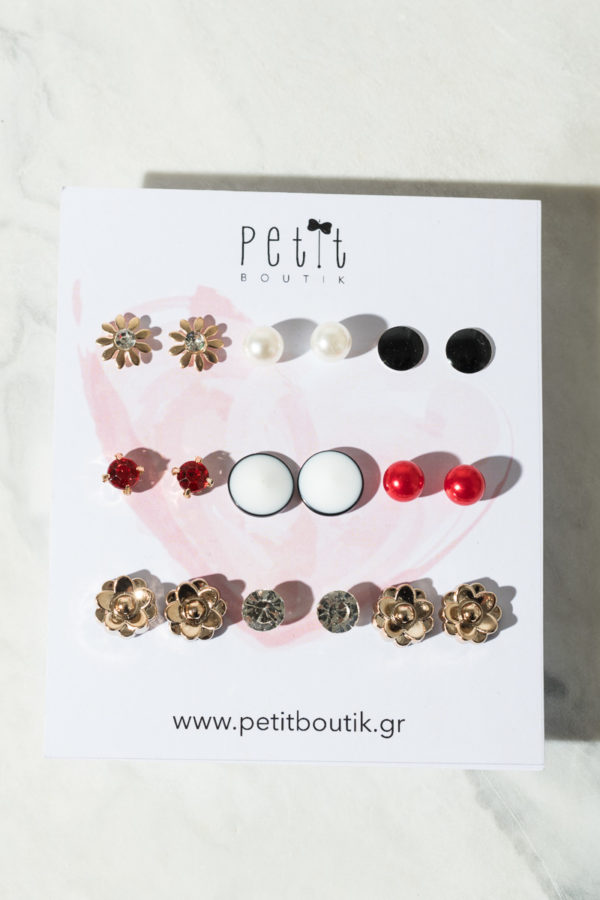 Petit Boutik Set of 9 Σκουλαρίκια Multi Shapes