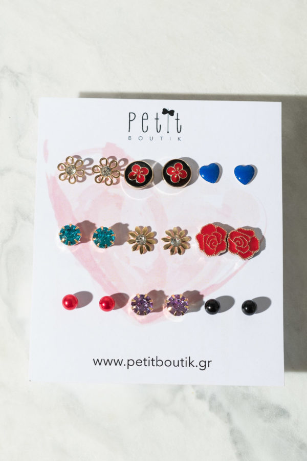Petit Boutik Set of 9 Σκουλαρίκια Multi Shapes