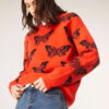 Butterfly Sweater Πορτοκαλί Ζακάρ Πλεκτό Πουλόβερ Compania Fantastica