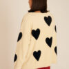Hearts Sweater Εκρού Πλεκτό Πουλόβερ PepaLoves