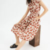 Brown Geometric Midi Shirt Dress Σεμιζιέ Φόρεμα Compania Fantastica