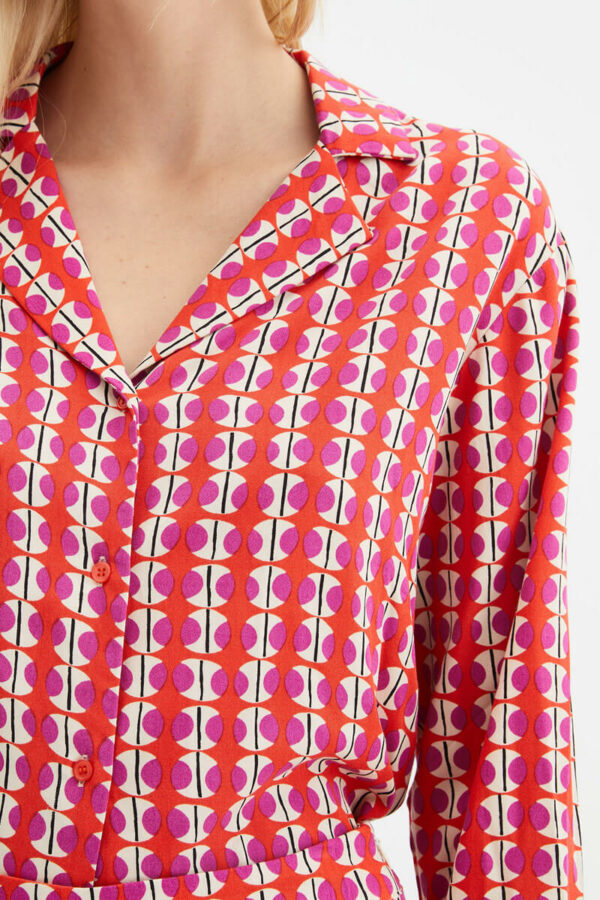 Geometric Cropped Top Shirt Πορτοκαλί Κοντό Πουκάμισο Compania Fantastica