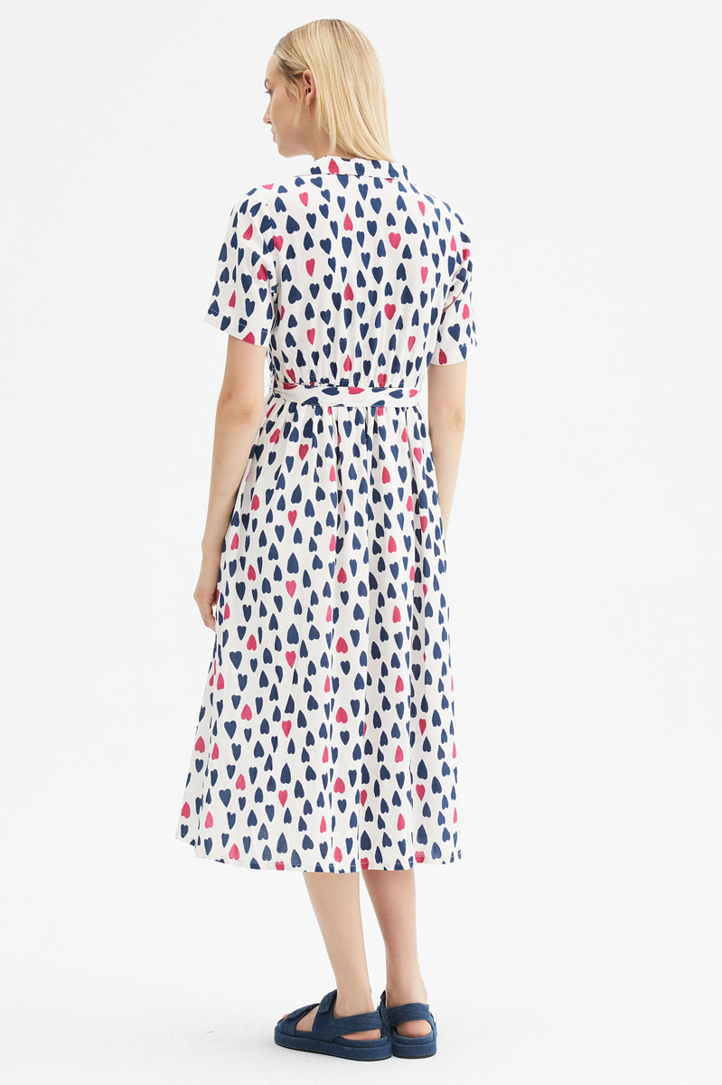 Heart Print Midi Shirt Dress Σεμιζιέ Φόρεμα Compania Fantastica