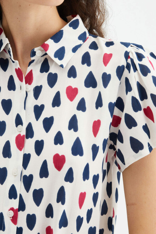 Heart Print Shirt Κοντομάνικο Πουκάμισο με Καρδιές Compania Fantastica