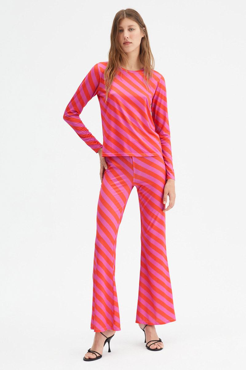 Pink Orange Flared Stripe Trousers Ριγέ Παντελόνα Compania Fantastica