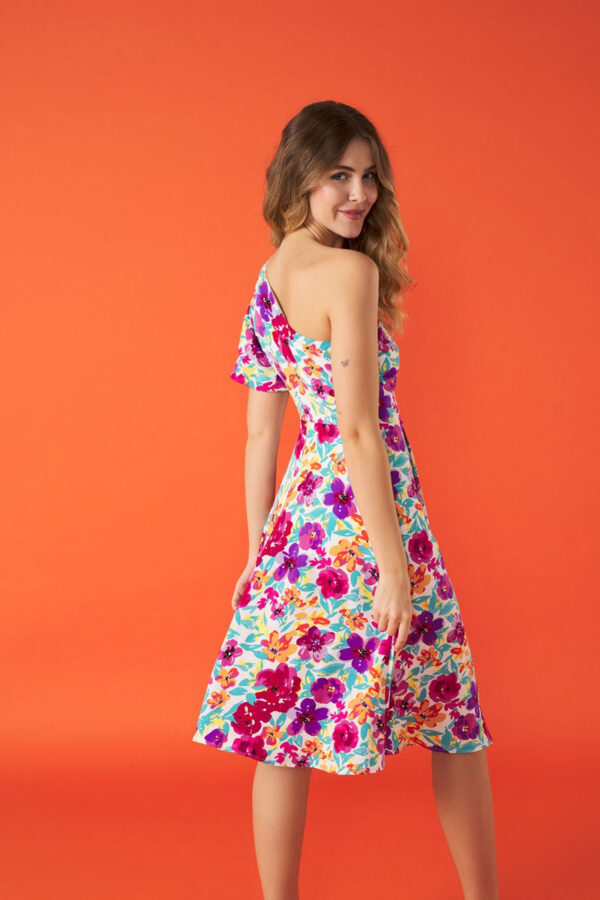 Camila Dress Midi Ασύμμετρο Φλοράλ Φόρεμα Minueto