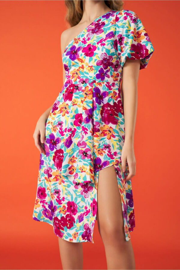 Camila Dress Midi Ασύμμετρο Φλοράλ Φόρεμα Minueto