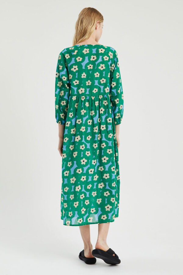Green Floral Midi Dress Tunic Φόρεμα Compania Fantastica
