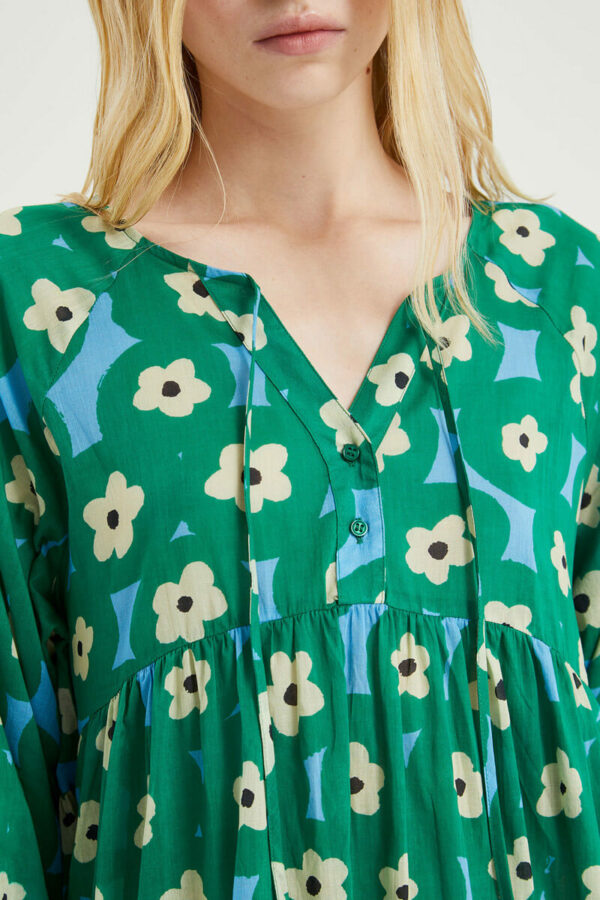 Green Floral Midi Dress Tunic Φόρεμα Compania Fantastica