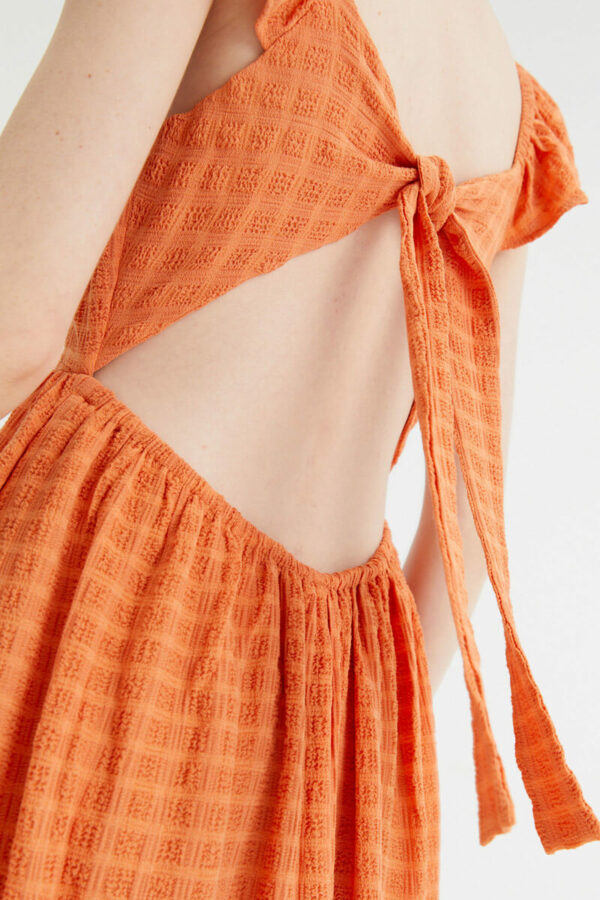 Orange Crinkled Midi Dress Φόρεμα Με Ανοιχτή Πλάτη Compania Fantastica