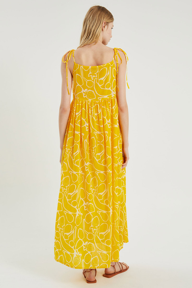 Yellow Fruits Maxi Dress Φόρεμα Με Τιράντες Compania Fantastica