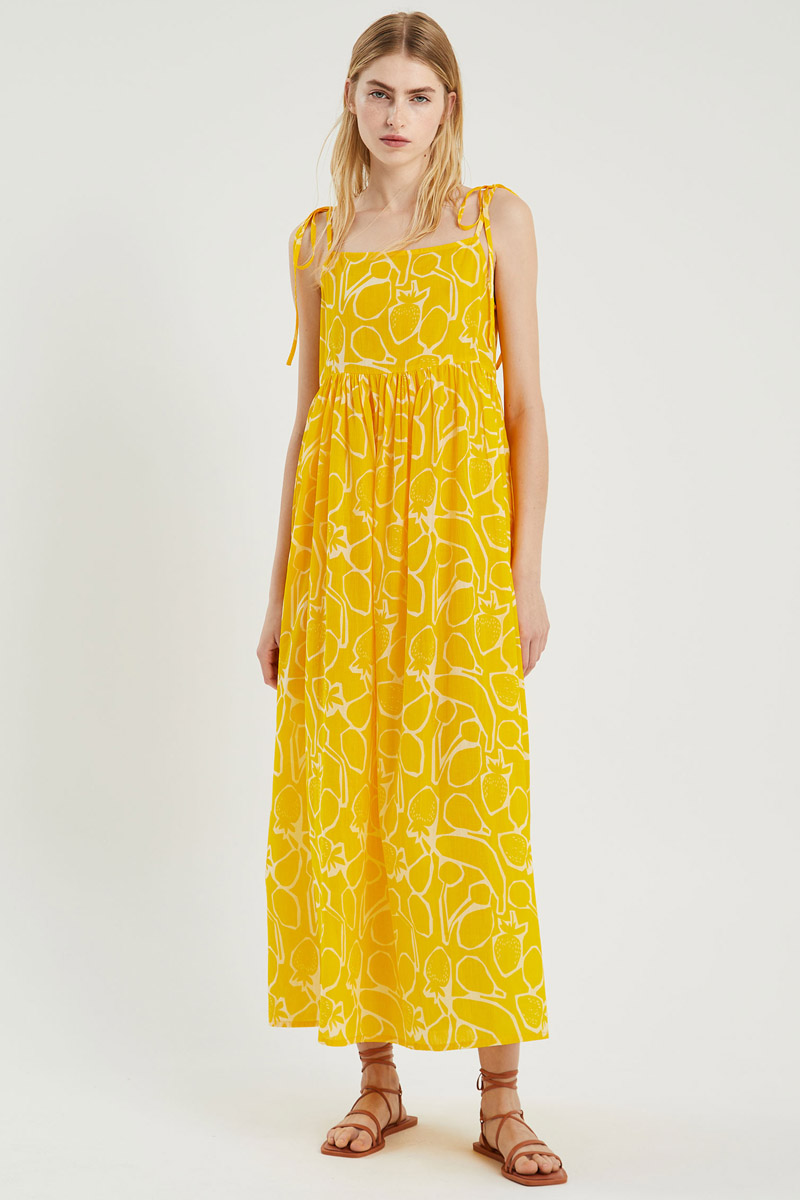 Yellow Fruits Maxi Dress Φόρεμα Με Τιράντες Compania Fantastica