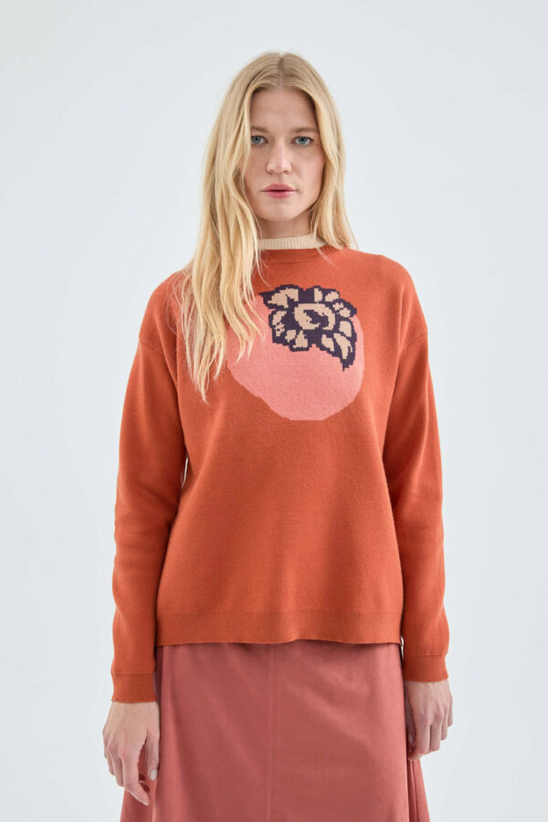 Orange Flower Sweater Πλεκτό Πουλόβερ Compania Fantastica
