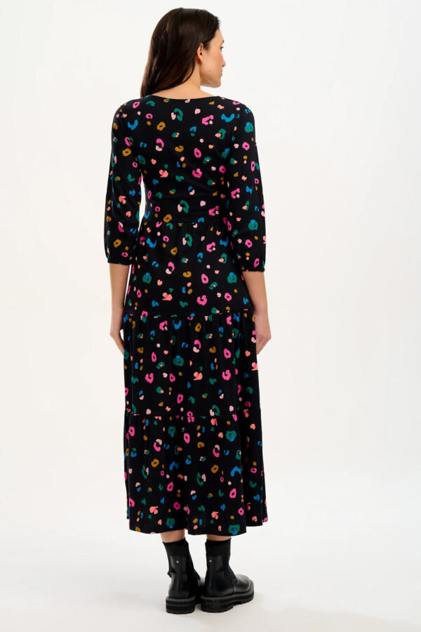 Bakari Tiered Midi Dress Μακρυμάνικο Φόρεμα Λεοπάρ Organic Cotton Sugarhill