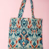 Blue Damask Velvet Shopping Bag Petit Boutik