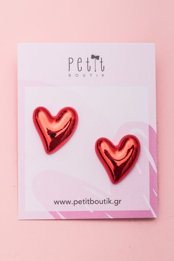 Shiny Festive Κόκκινες Καρδιές Καρφωτά Σκουλαρίκια Petit Boutik