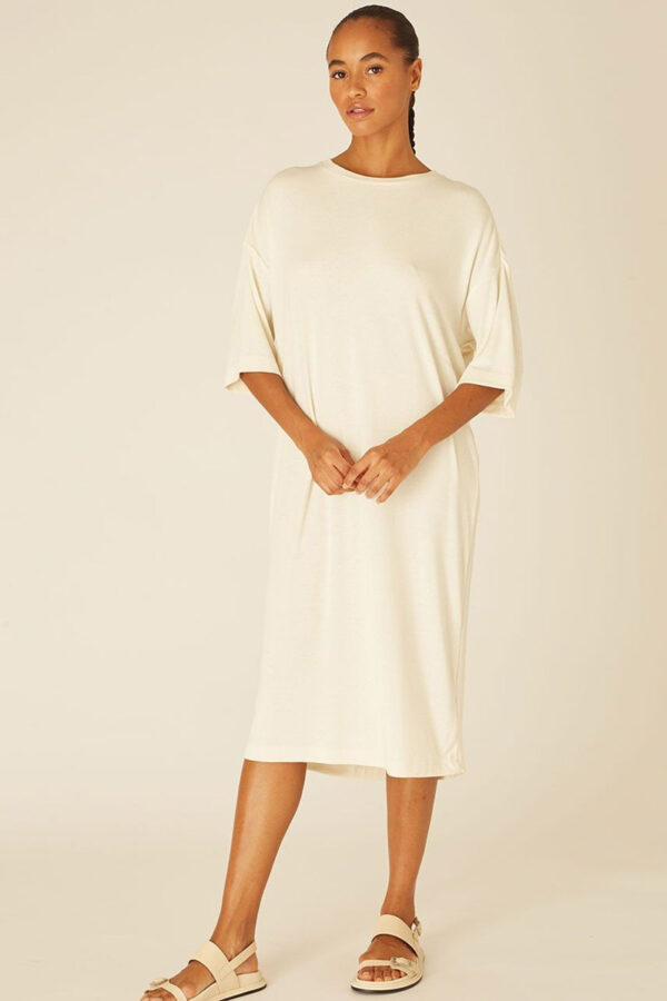 Cream T-Shirt Dress Μακρύ Φόρεμα PepaLoves