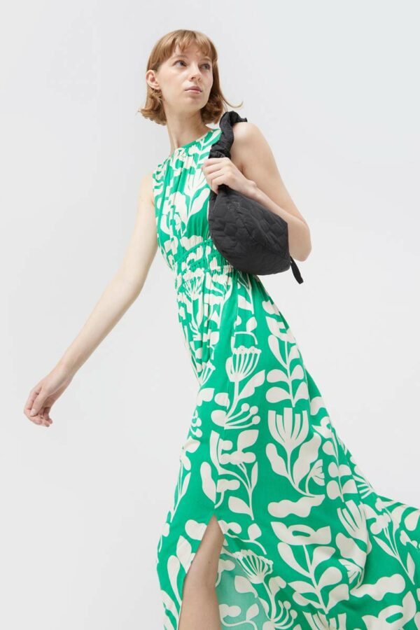 Πράσινο Floral Maxi Φόρεμα Αμάνικο Compania Fantastica