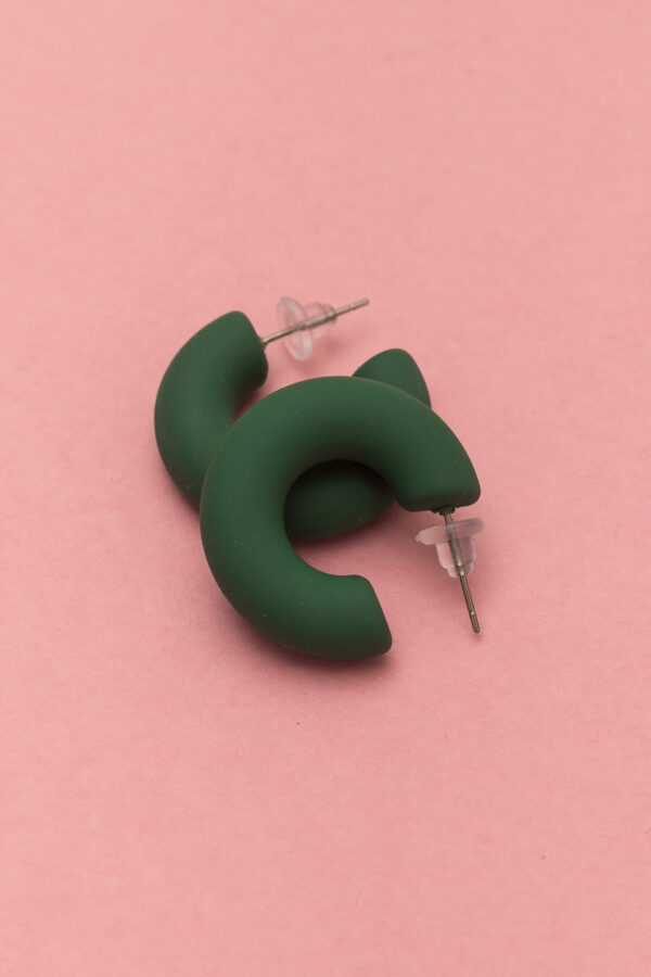 Πράσινοι Μικροί Κρίκοι Καρφωτά Σκουλαρίκια Petit Boutik