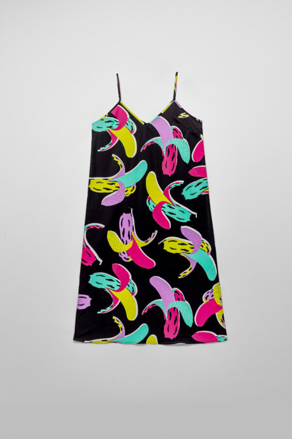 Banana Pop Slip Dress Μίντι Φόρεμα με Ανοίγματα Lolina