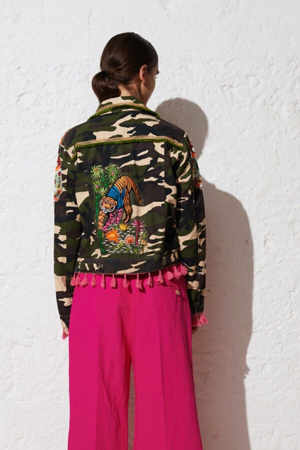Camouflage Jacket Κοντό Παραλλαγή Μπουφάν Κεντημένο Με Χάντρες Alex Max
