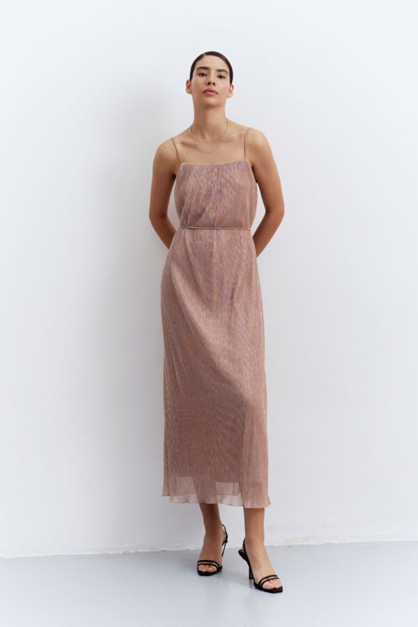 Dusty Pink Glitter Φόρεμα Maxi Dress Compania Fantastica