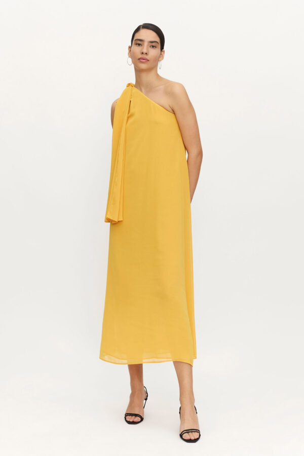 Κίτρινο Φόρεμα Maxi Dress Με Έναν Ώμο Compania Fantastica