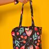 Black Red Floral Shopping Bag Petit Boutik