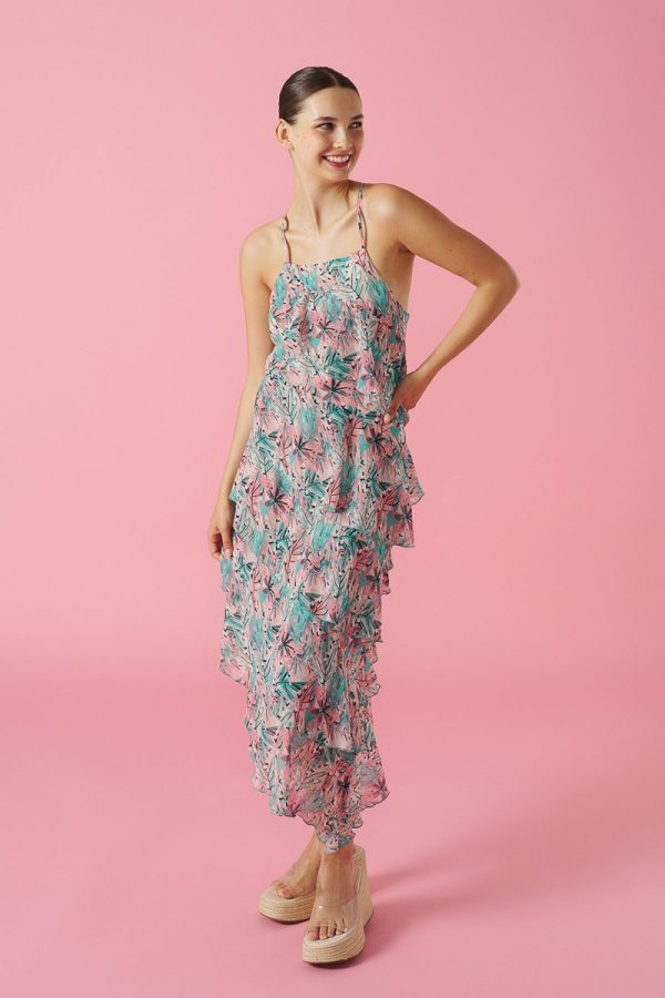 Calista Dress Midi Φόρεμα Με Βολάν Minueto